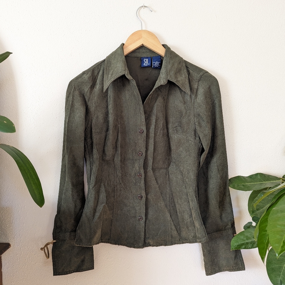 SO | GSJC | Vintage | Retro Suede Forest Green Leather Tie Cuff